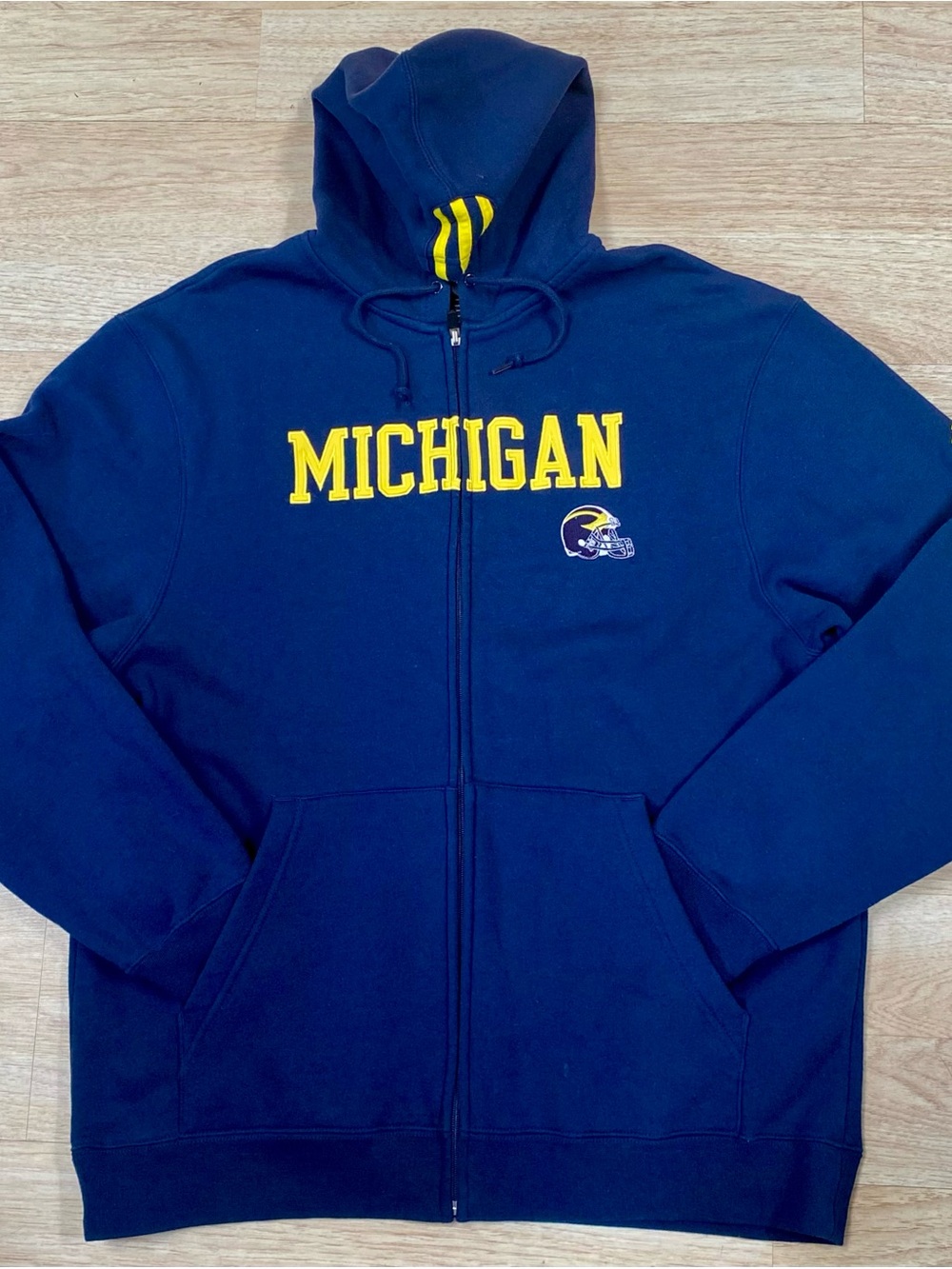 Michigan Wolverines Hoodie Men’s L Blue Football Full Zip Jacket Sweatshirt U-M